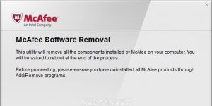 McAfee Removal Tool Ekran Grnts