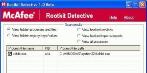 McAfee Rootkit Detective Ekran Görüntüsü
