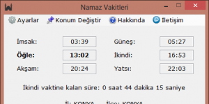 Namaz Vakitleri Ekran Grnts