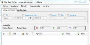 Nur Kasa Defteri - Kasa Takip Program Ekran Grnts