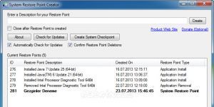 Restore Point Creator Ekran Grnts