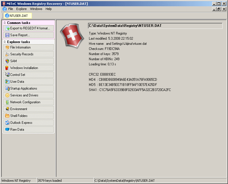 Windows Registry Recovery Ekran Görüntüsü Gezginler
