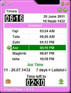 Namaz Vakitleri Program� Ekran Goruntusu