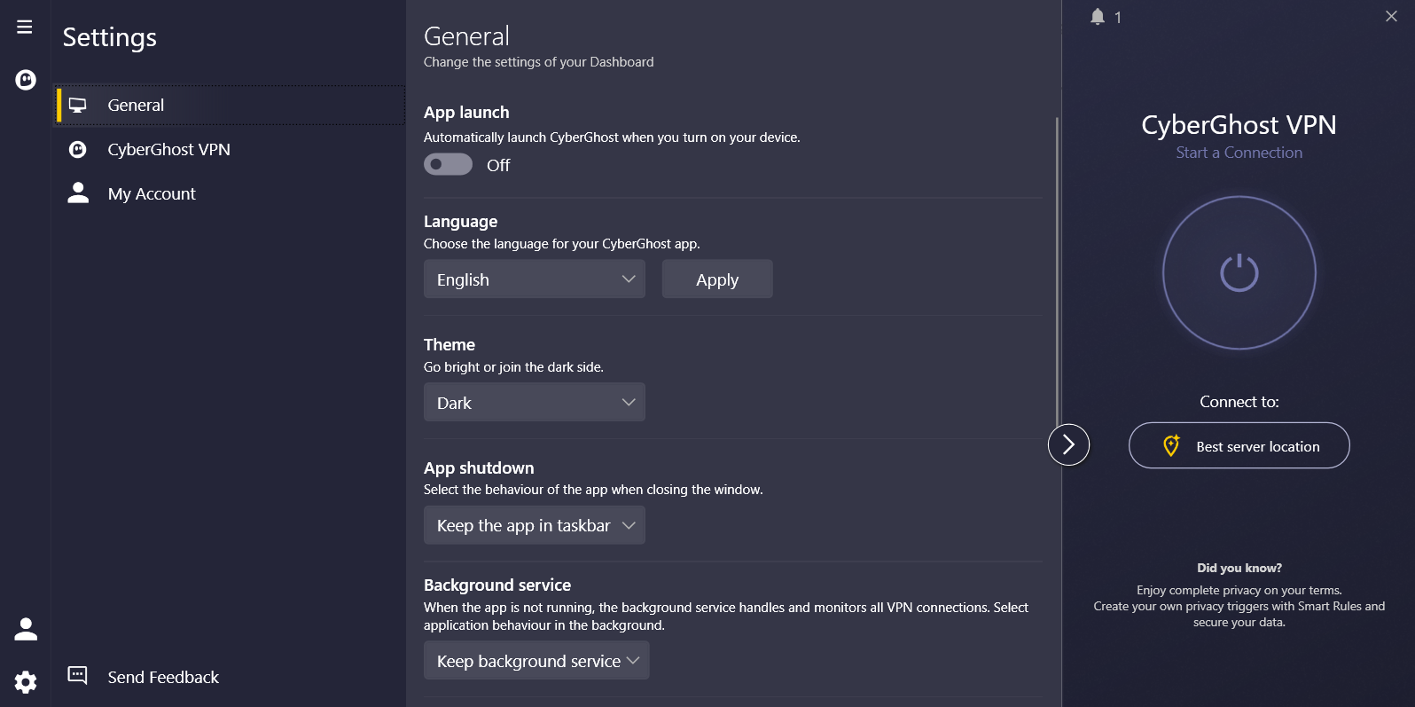 CyberGhost VPN Ekran Goruntusu