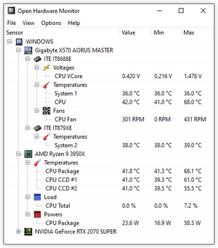Open Hardware Monitor Ekran Goruntusu