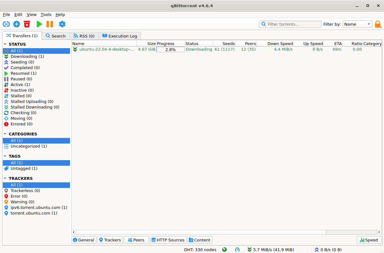 qBittorrent Ekran Goruntusu