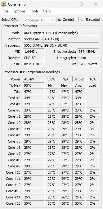 Core Temp Ekran Goruntusu