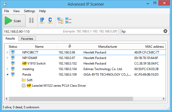 Advanced IP Scanner Ekran Goruntusu