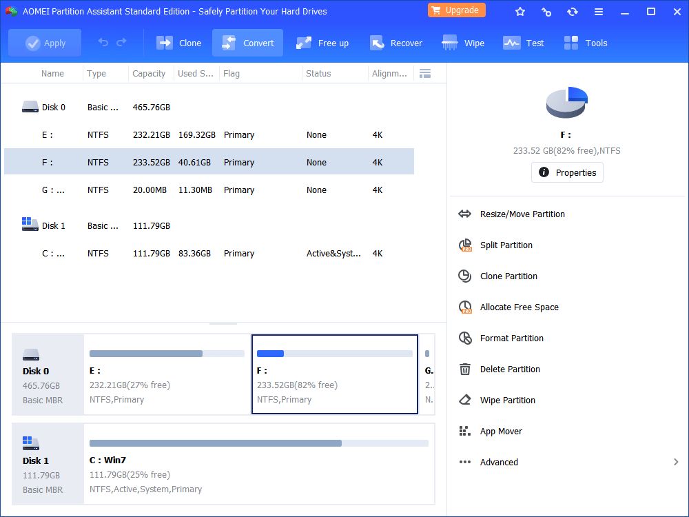 AOMEI Partition Assistant Standard Ekran Goruntusu
