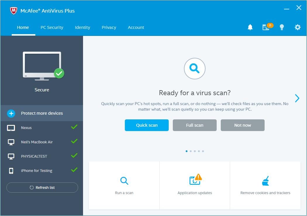 McAfee AntiVirus Ekran Goruntusu