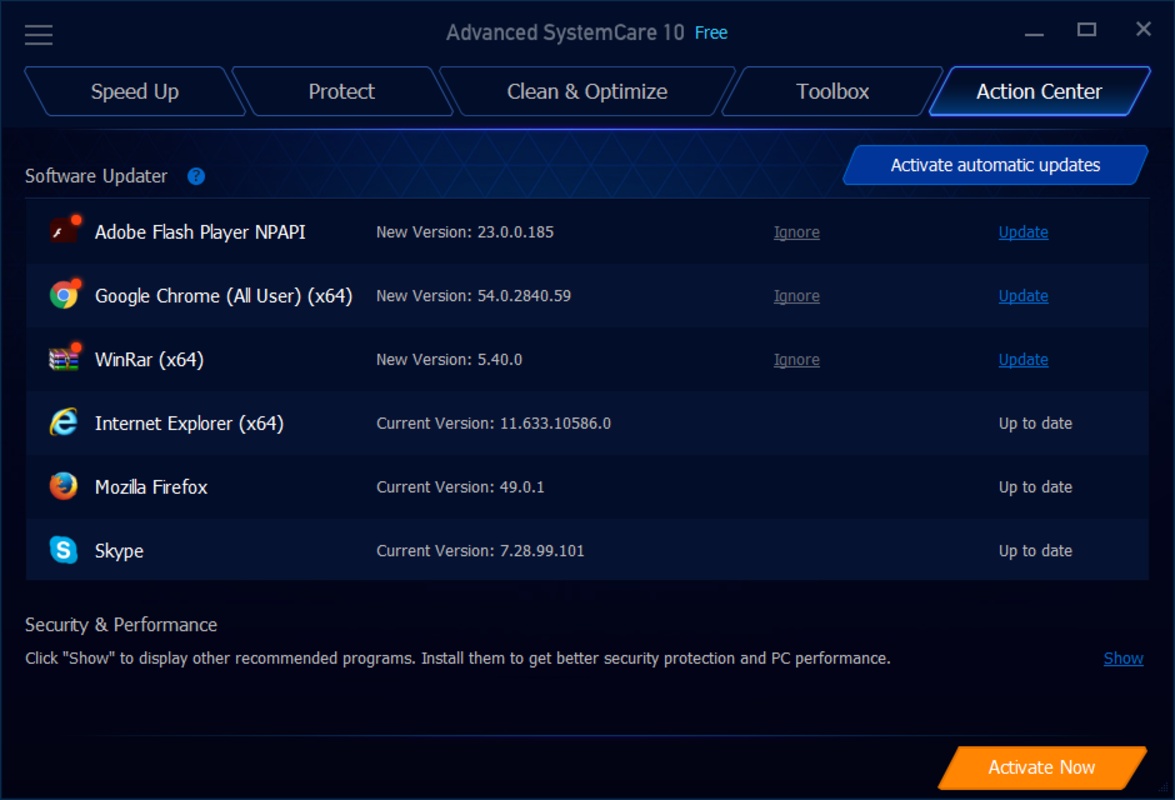 Advanced SystemCare Free Ekran Goruntusu