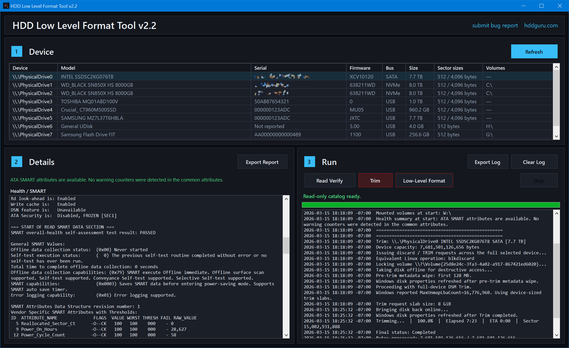 HDD Low Level Format Tool Ekran Goruntusu