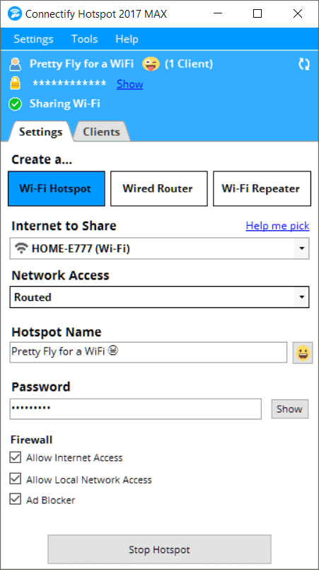 Connectify Hotspot Ekran Goruntusu