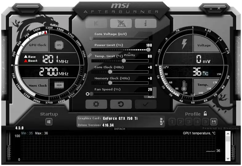 MSI Afterburner Ekran Goruntusu