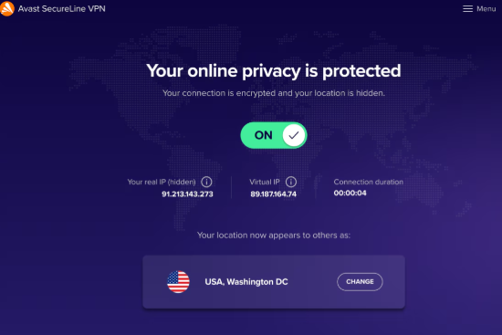 Avast SecureLine VPN Ekran Goruntusu
