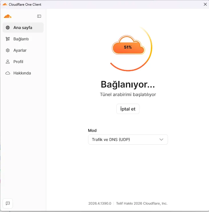 Cloudflare One (WARP / 1.1.1.1) Ekran Goruntusu