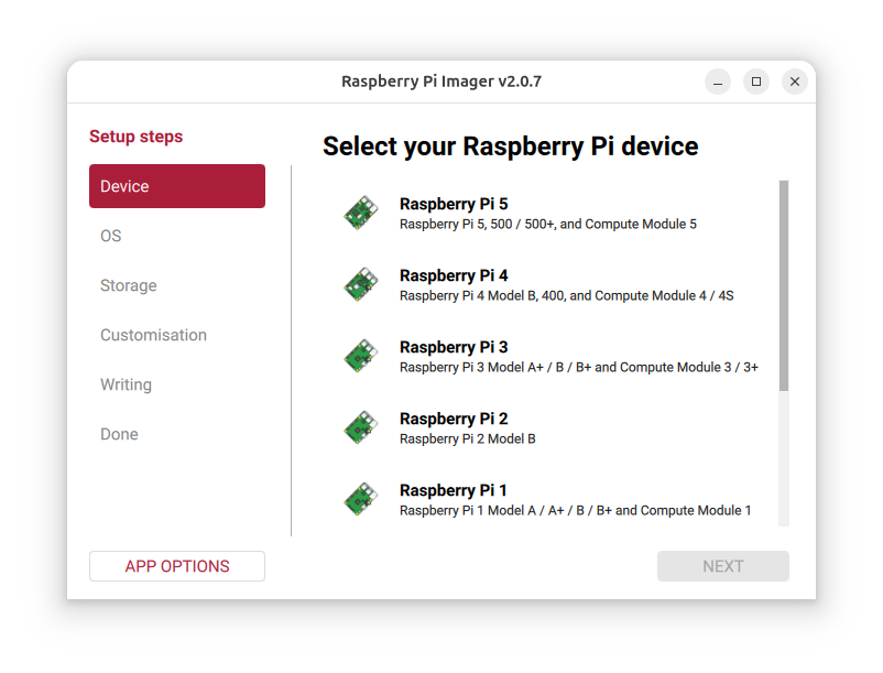 Raspberry PI Imager Ekran Goruntusu
