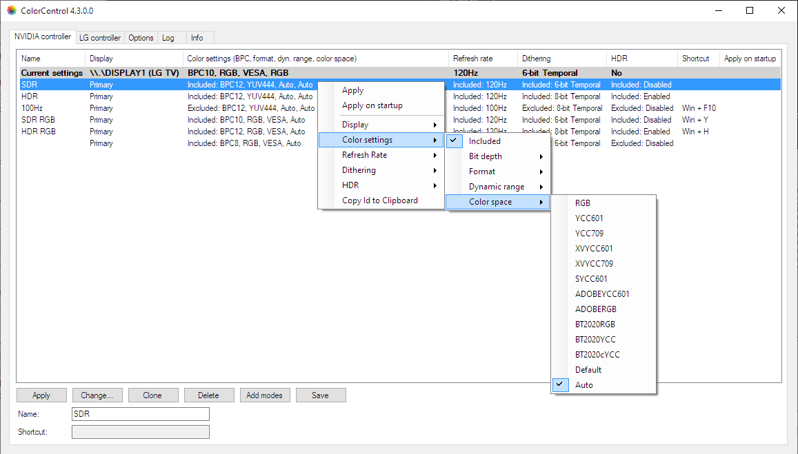 ColorControl Ekran Goruntusu