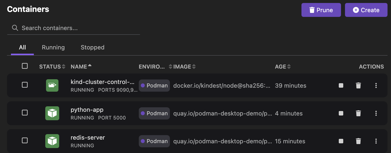 Podman Desktop Ekran Goruntusu