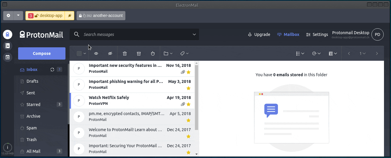 ElectronMail Ekran Goruntusu