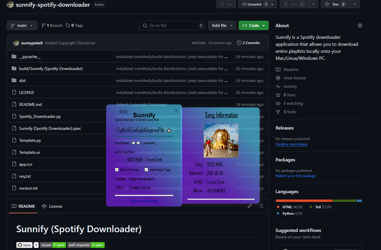 Sunnify Spotify Downloader Ekran Goruntusu
