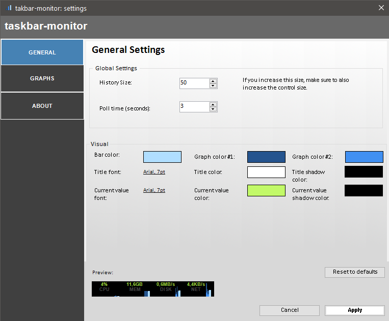 Taskbar Monitor Ekran Goruntusu