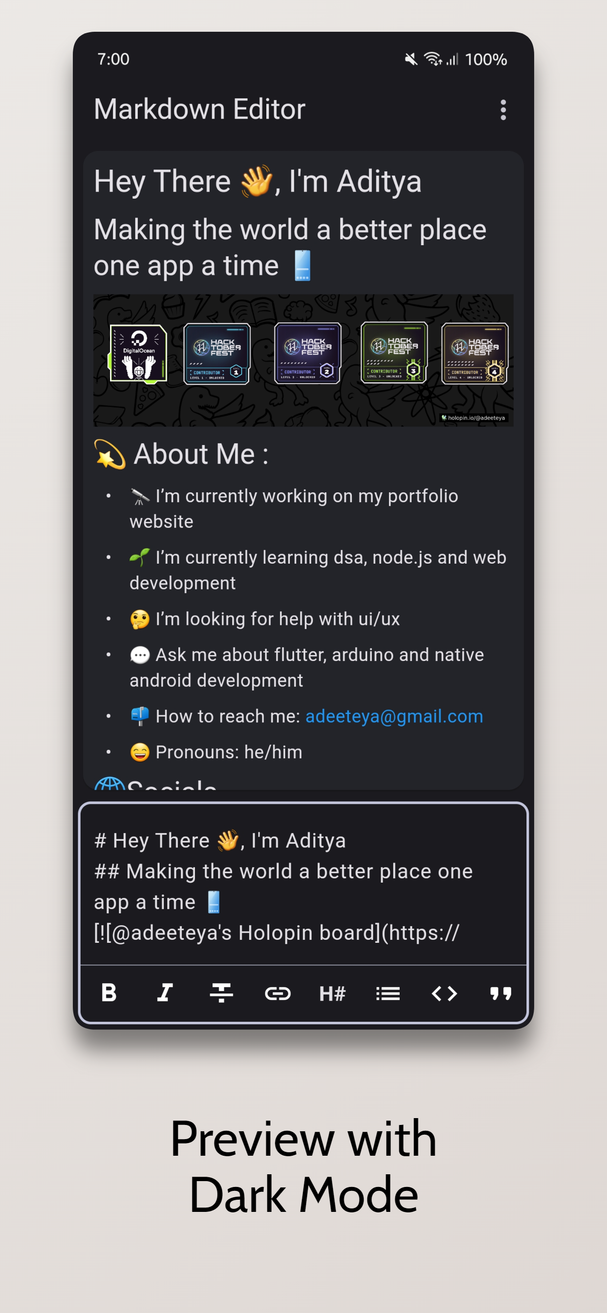 Flutter Markdown Editor Ekran Goruntusu