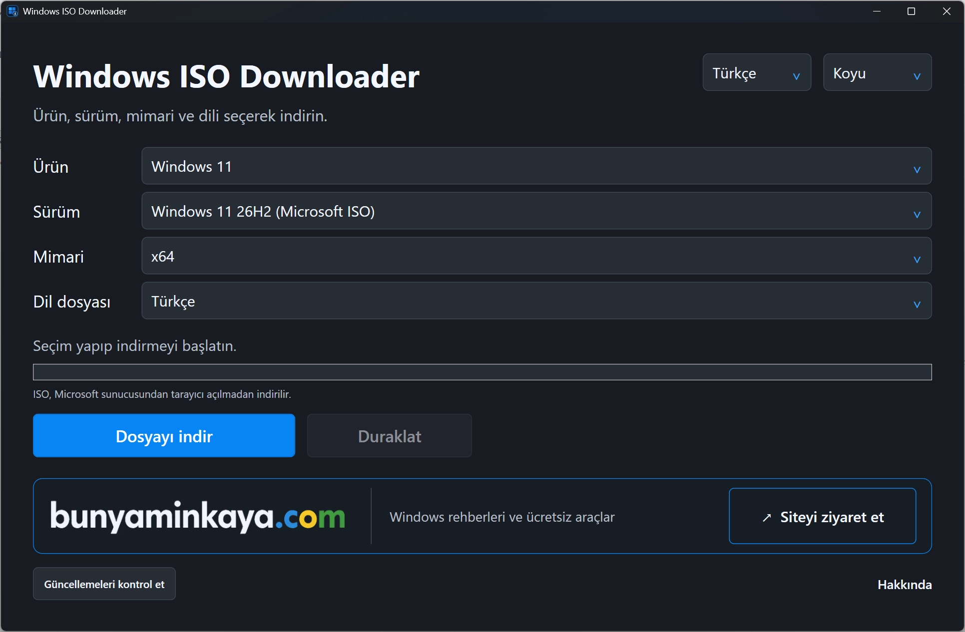 Windows ISO Downloader Ekran Goruntusu