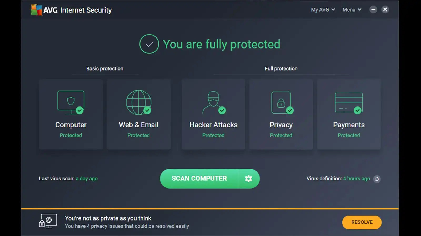 AVG Antivirus Free Ekran Goruntusu