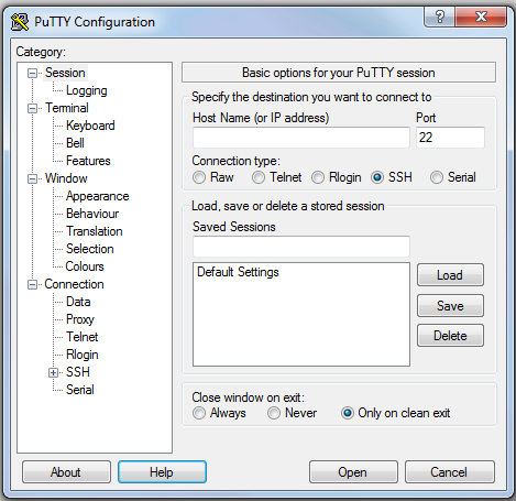 PuTTY Ekran Goruntusu