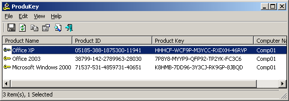 ProduKey Ekran Goruntusu