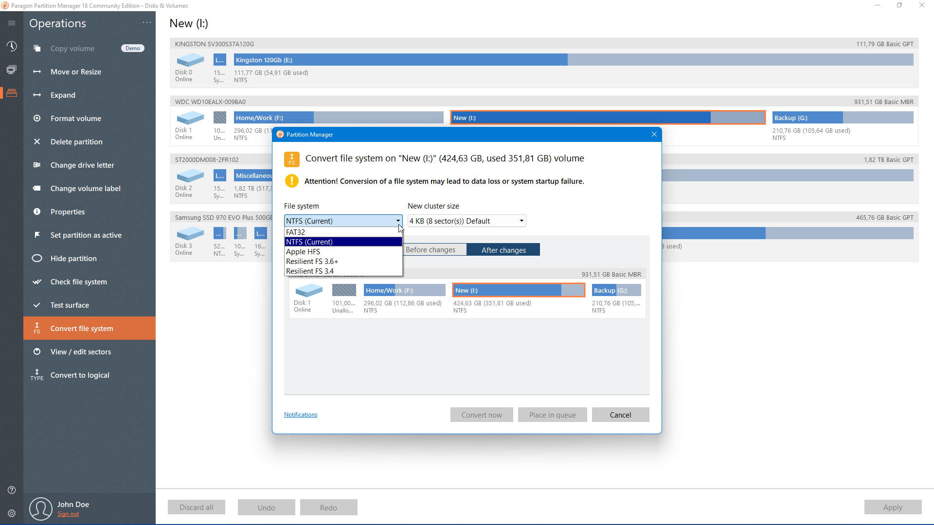 Paragon Partition Manager Free Edition Ekran Goruntusu