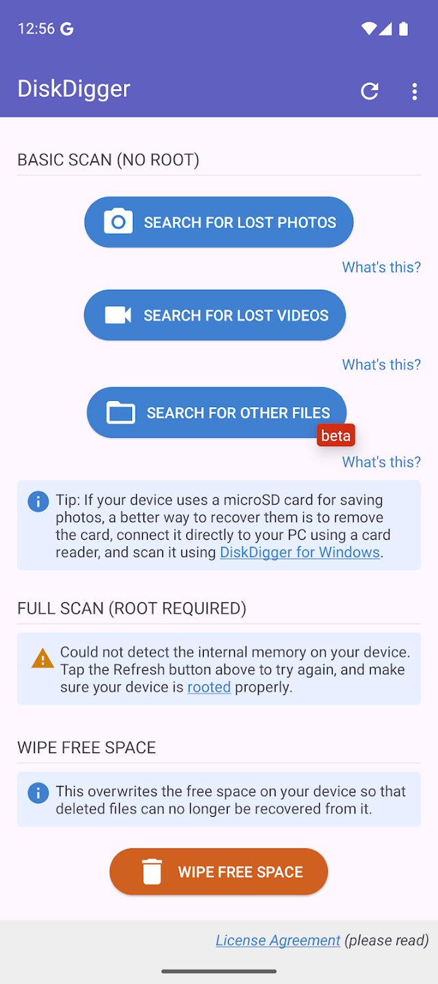 DiskDigger photo/file recovery Resimleri