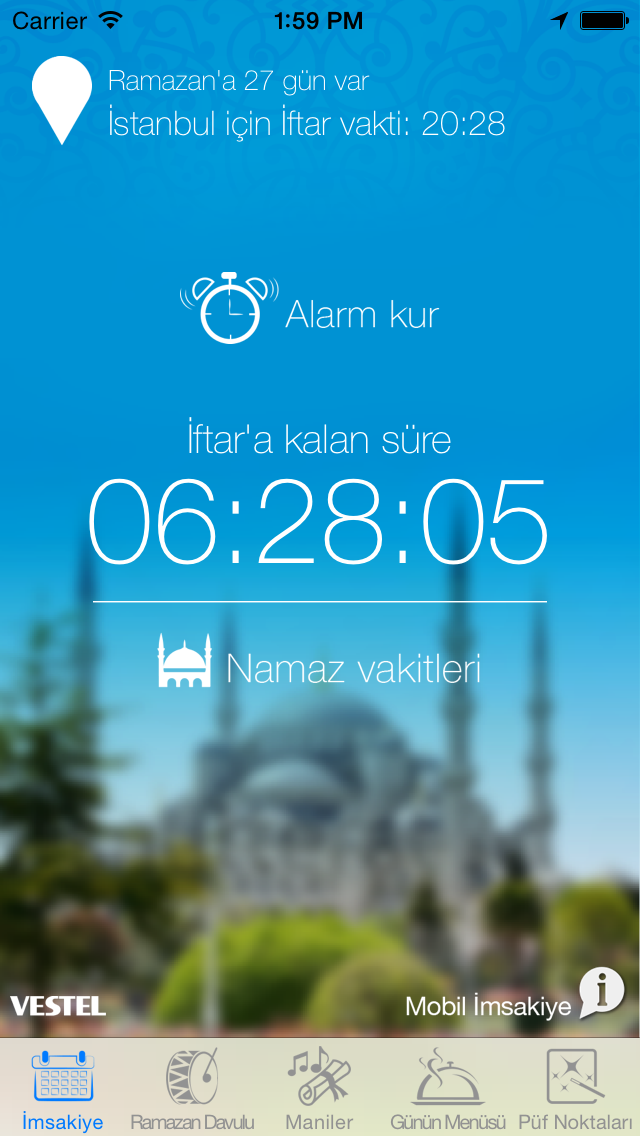 Vestel Mobil İmsakiye Resimleri