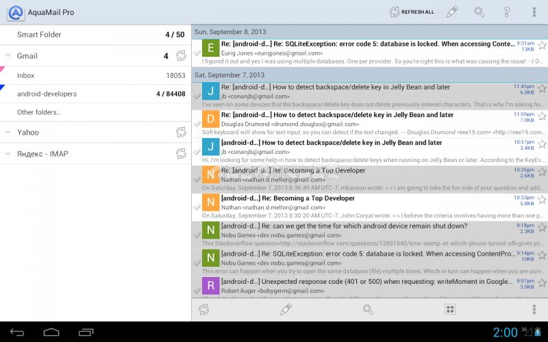 Aqua mail 4 pda. AQUAMAIL Pro. AQUAMAIL Android. Гмайл игры. Android Почтовая программа
