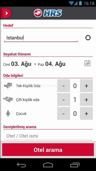 Otel arama HRS İndir (Android) - Gezginler Mobil