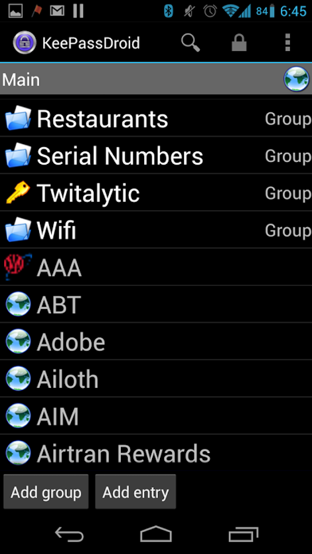 KeePassDroid Resimleri