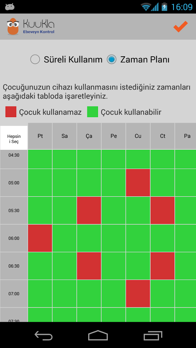 KuuKla Ebeveyn Kontrol Resimleri