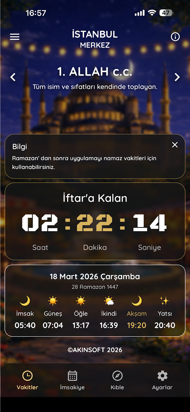 AKINSOFT Namaz Vakitleri Resimleri