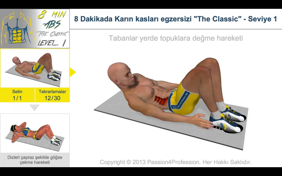 8 Dakikada Karın Çalıştırma Hareketi 8 Dakikada Karın Çalıştırma Hareketi