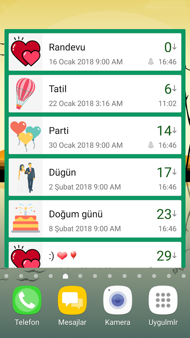 Geri sayım Widget / Gün Sayacı Resimleri