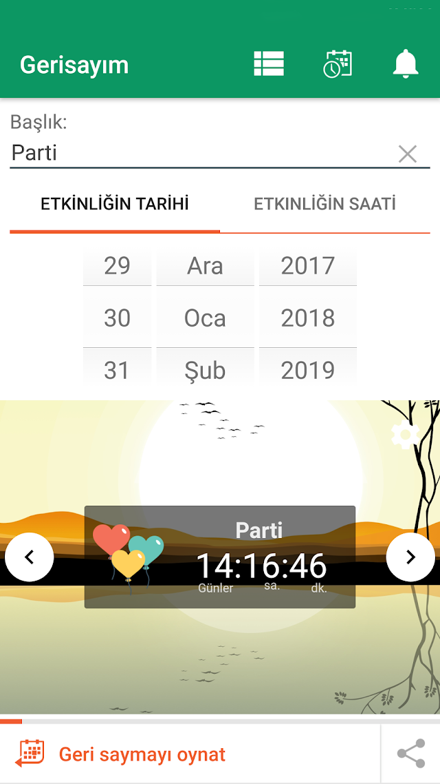Geri sayım Widget / Gün Sayacı Resimleri