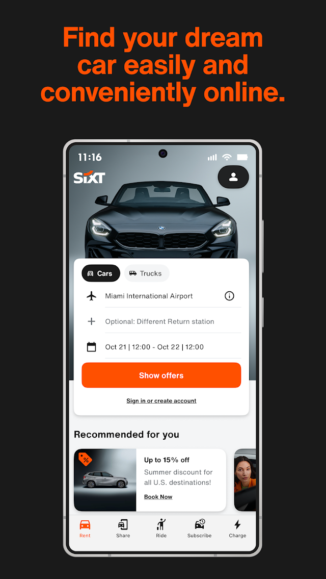 SIXT rent. share. ride. plus. Resimleri