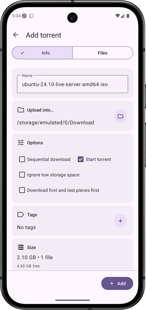 LibreTorrent Resimleri