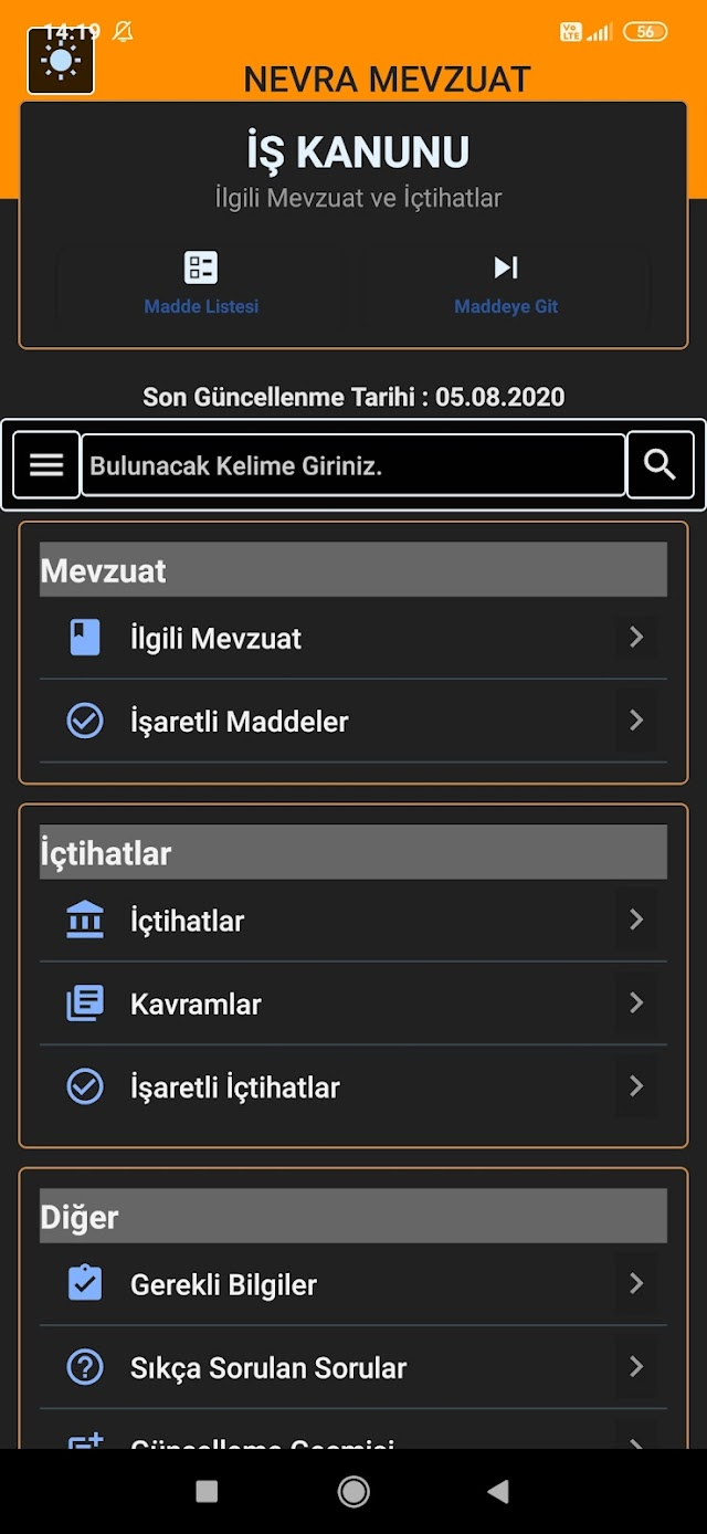 Android için İş Kanunları Uygulaması Resimleri