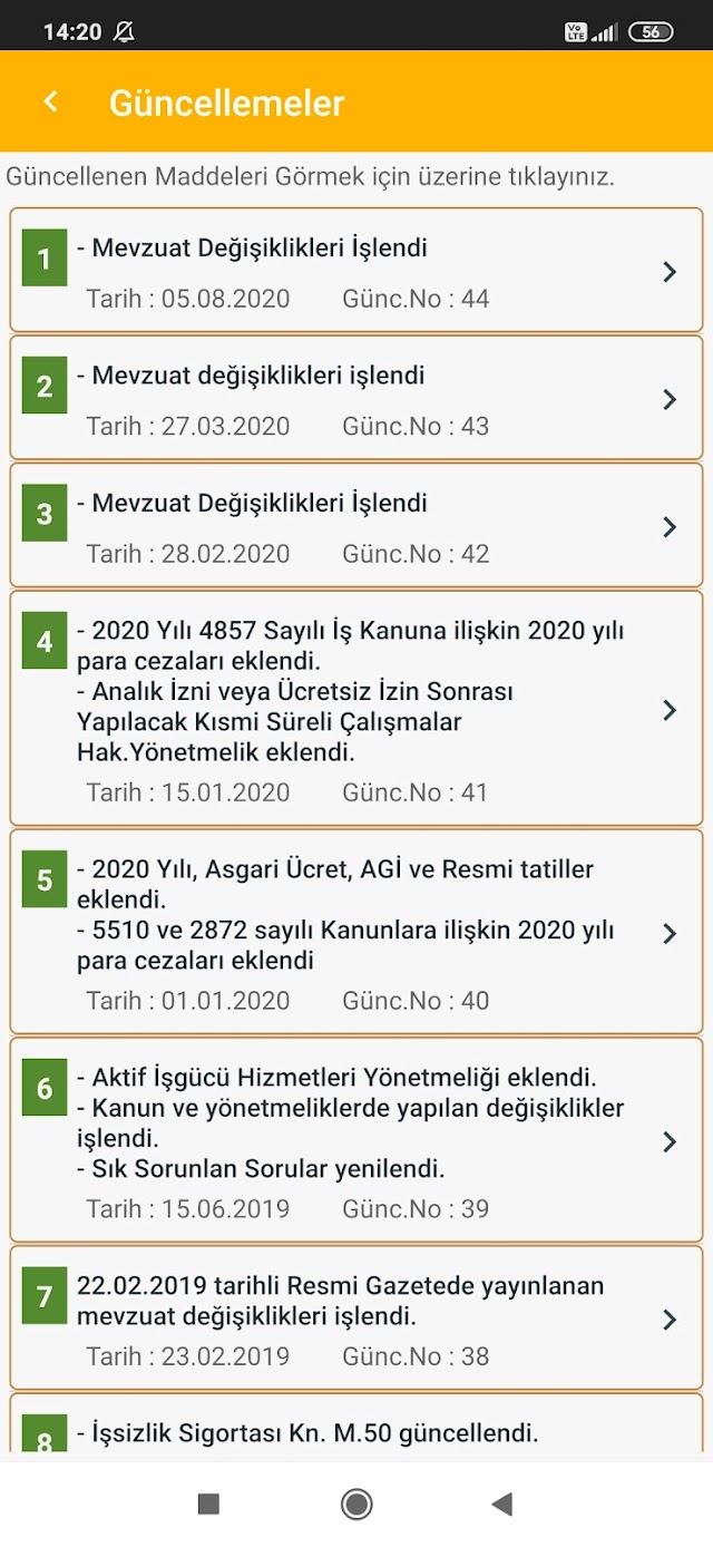 Android için İş Kanunları Uygulaması Resimleri