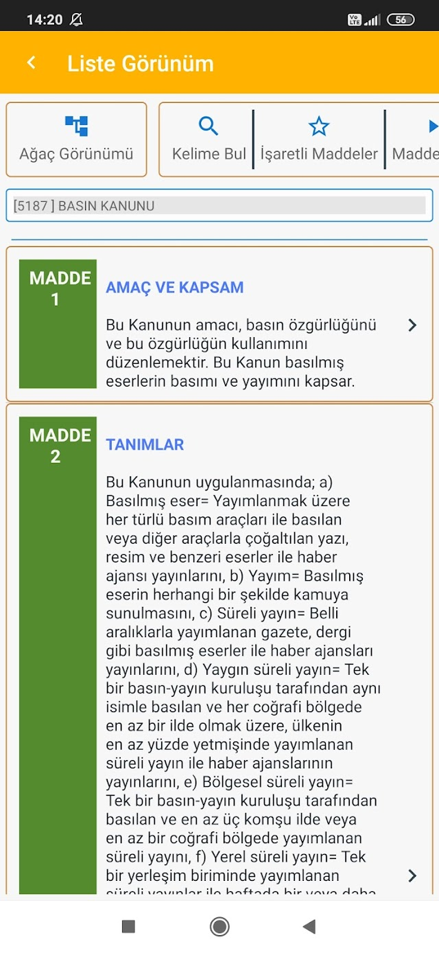 Android için İş Kanunları Uygulaması Resimleri