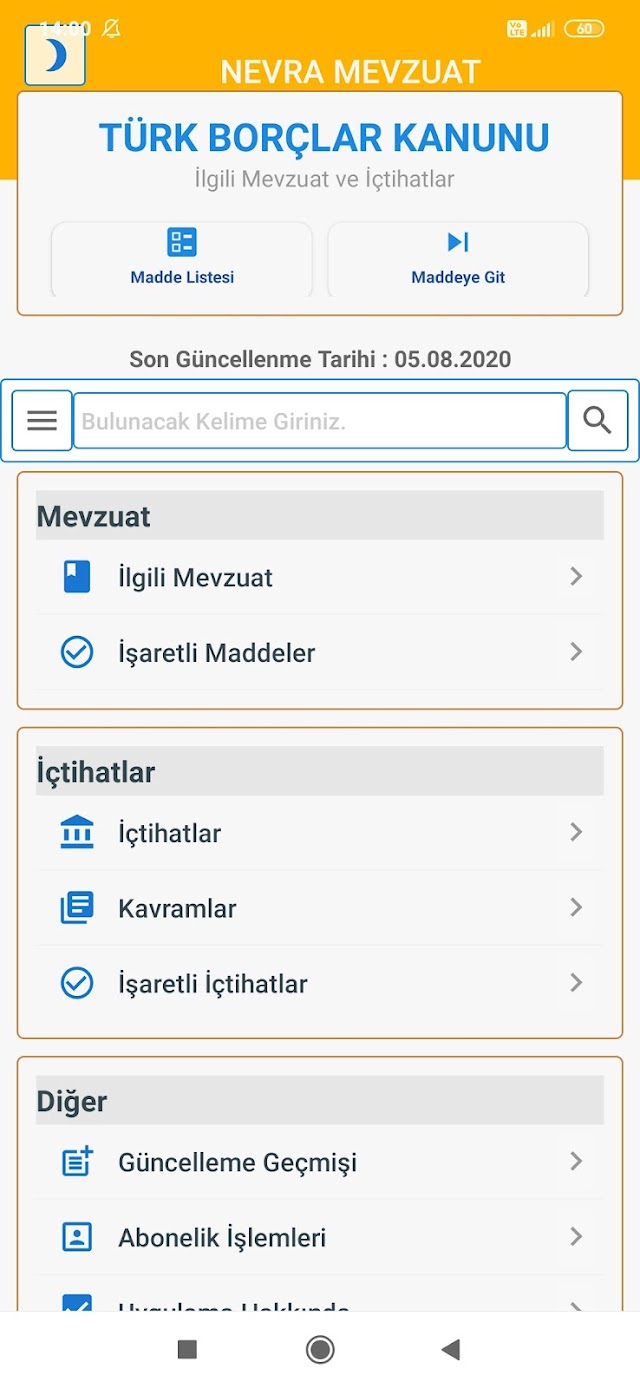 Android için Borçlar Kanunu Uygulaması Resimleri