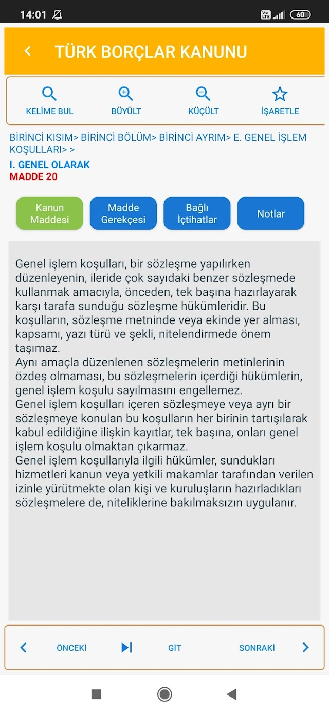 Android için Borçlar Kanunu Uygulaması Resimleri