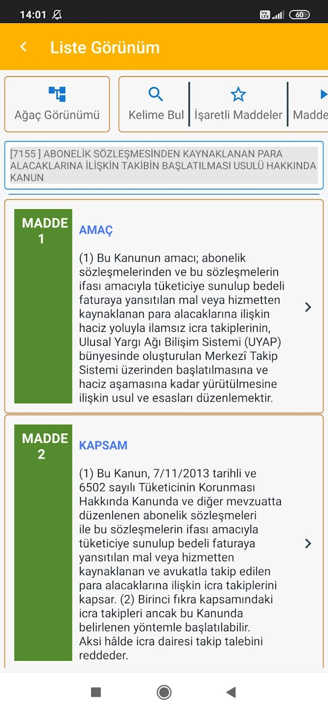 Android için Borçlar Kanunu Uygulaması Resimleri